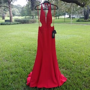 Red Stella Couture Backless Prom Dress Gown 18128